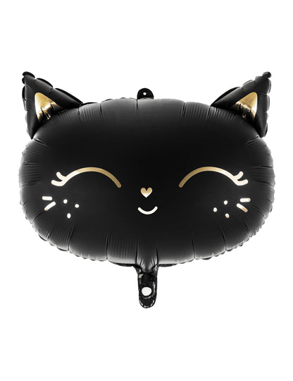 Ballon aluminium chat pour Halloween noir et doré