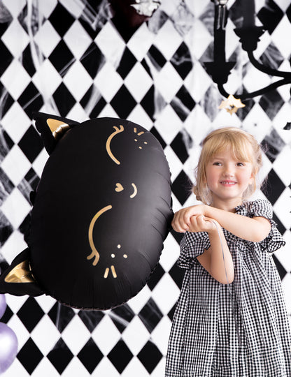 Fekete macska alumínium lufi 48 x 36 cm Halloweenre
