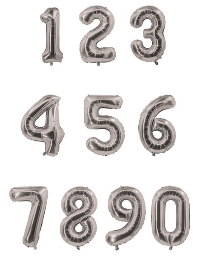 A rendelkezésre álló számok áttekintése az ezüst színű fólia léggömbhöz a bulira