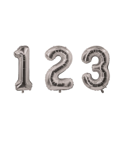 Ezüst színű számú fólia léggömb a bulira