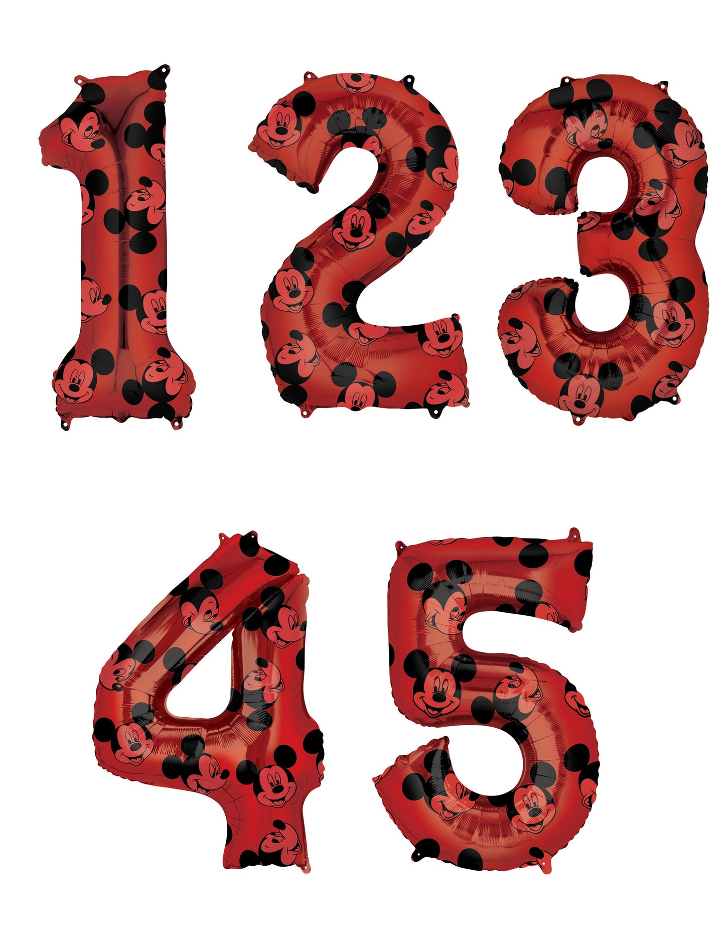 Ballon aluminium chiffre Mickey rouge imprimé Mickey