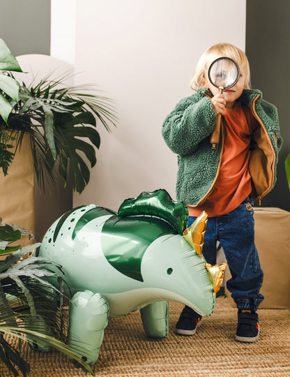 Triceratops dinoszaurusz fólia lufi 93 x 49 cm zöld és arany