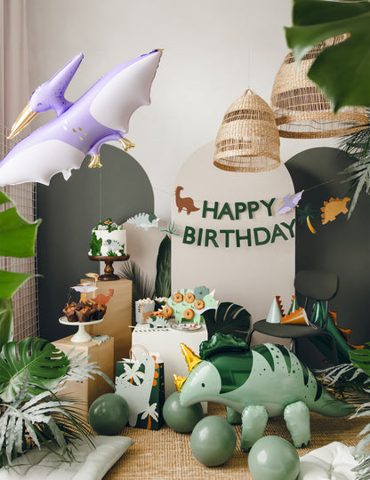 Triceratops dinoszaurusz fólia lufi 93 x 49 cm zöld és arany