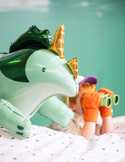 Triceratops dinoszaurusz fólia lufi 93 x 49 cm zöld és arany