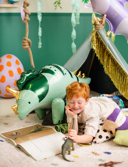 Triceratops dinoszaurusz fólia lufi 93 x 49 cm zöld és arany