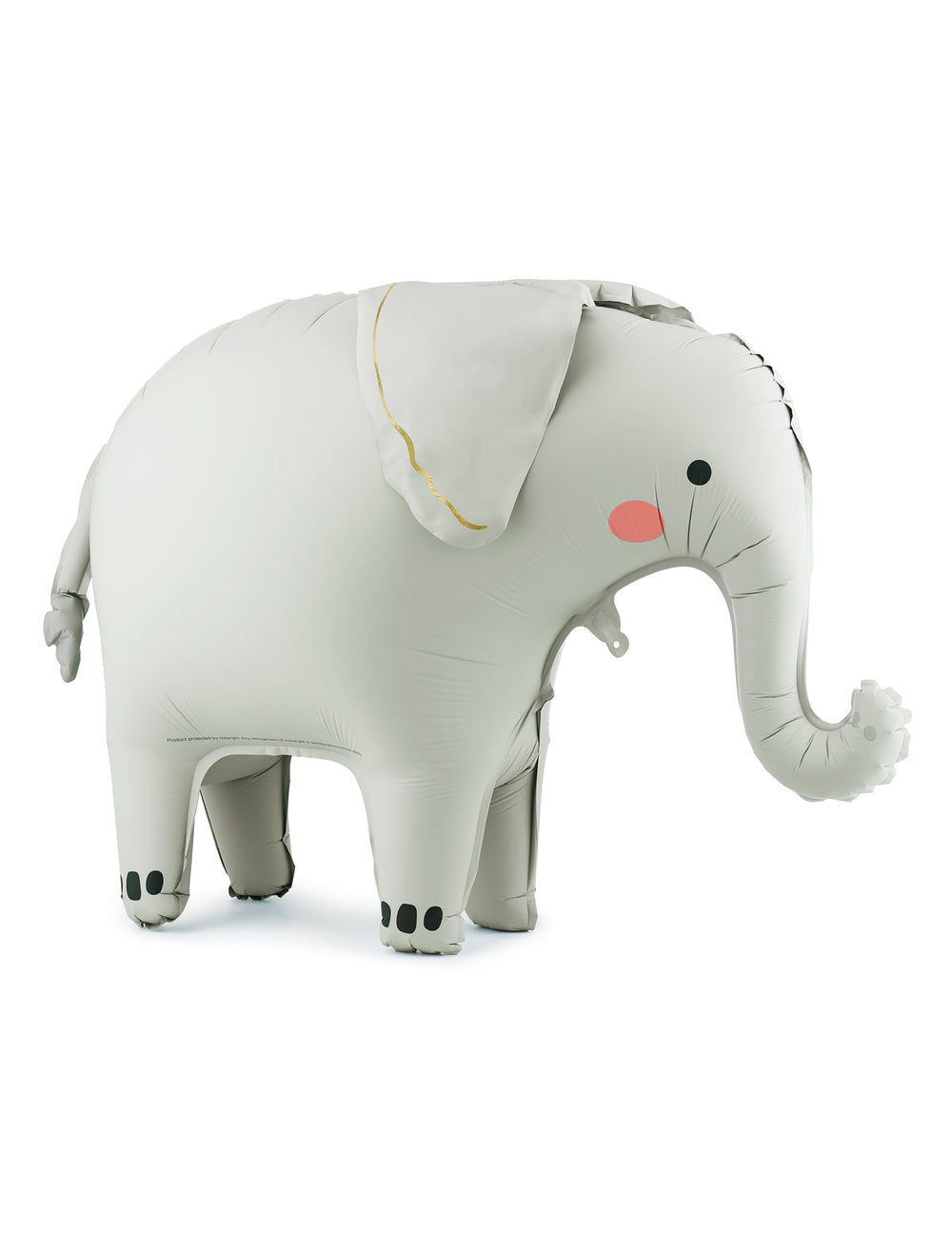 Ballon aluminium éléphant debout gris avec détails dorés