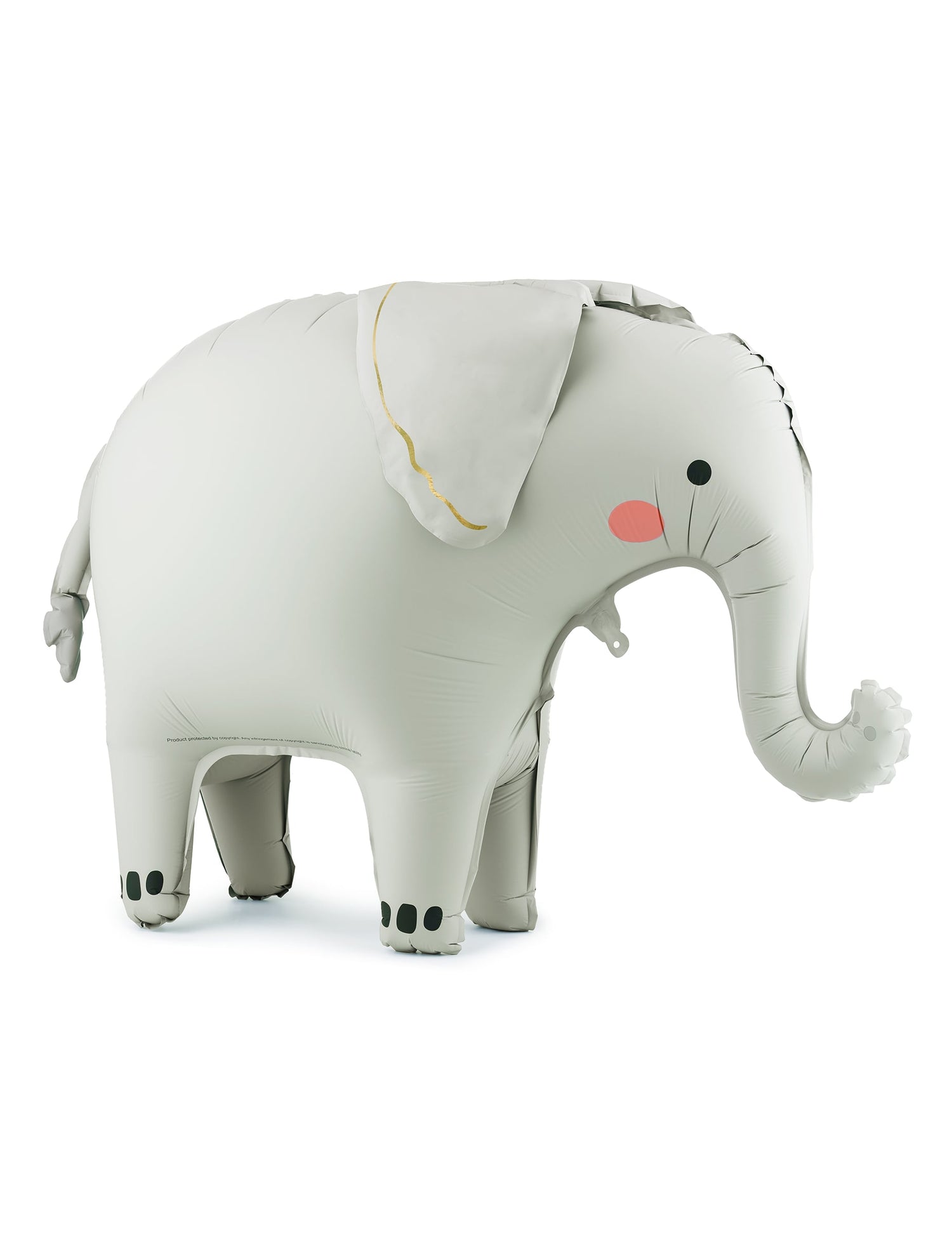 Ballon aluminium éléphant debout gris avec détails dorés