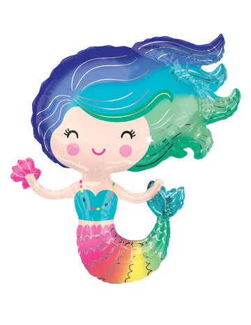 Holografikus sziréna alumínium ballon 73 x 76 cm