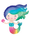 Ballon aluminium Sirène pour enfant holographique multicolore