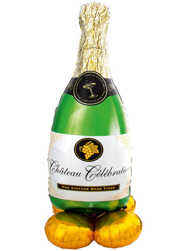 Óriás Airloonz alumínium lufi, pezsgősüveg 139 cm önmagában is megállja a helyét