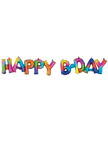 Többszínű boldog születésnapot alumínium lufi 76 x 25 cm felfújható