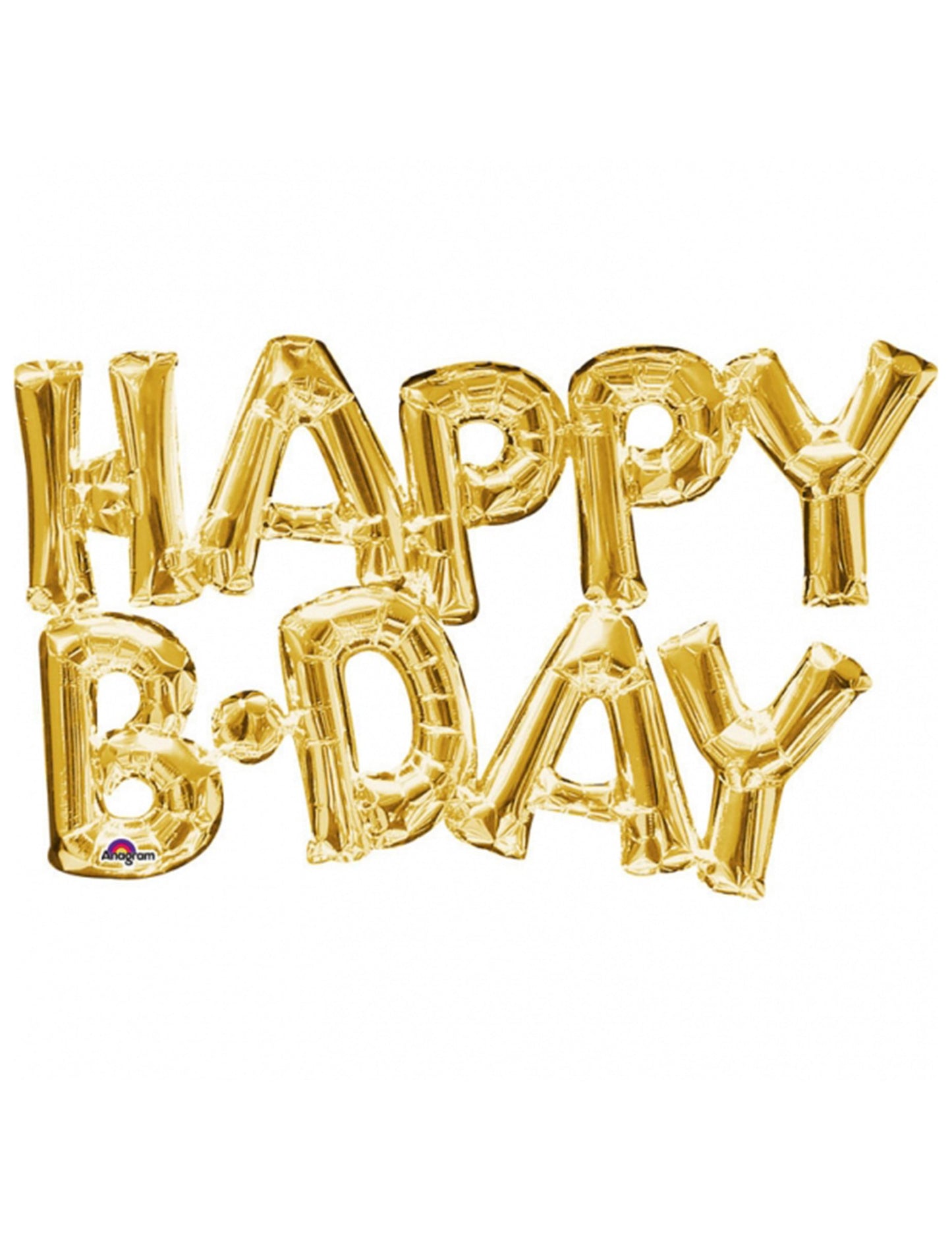 Ballon aluminium lettres Happy Birthday pour anniversaire doré