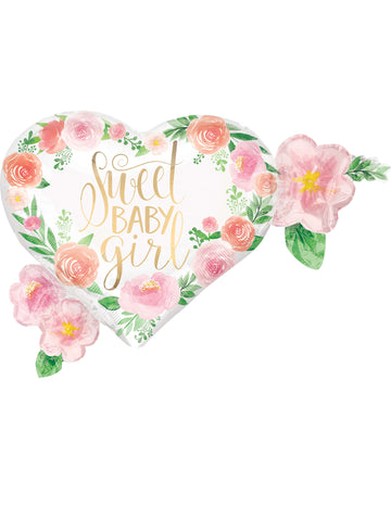 Édes kislány alumínium lufi 68 x 50 cm babaváró bulira