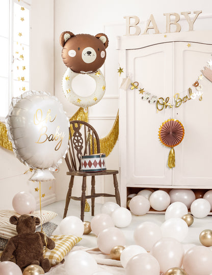 Mise en scène de fête du ballon aluminium hochet petit ours
