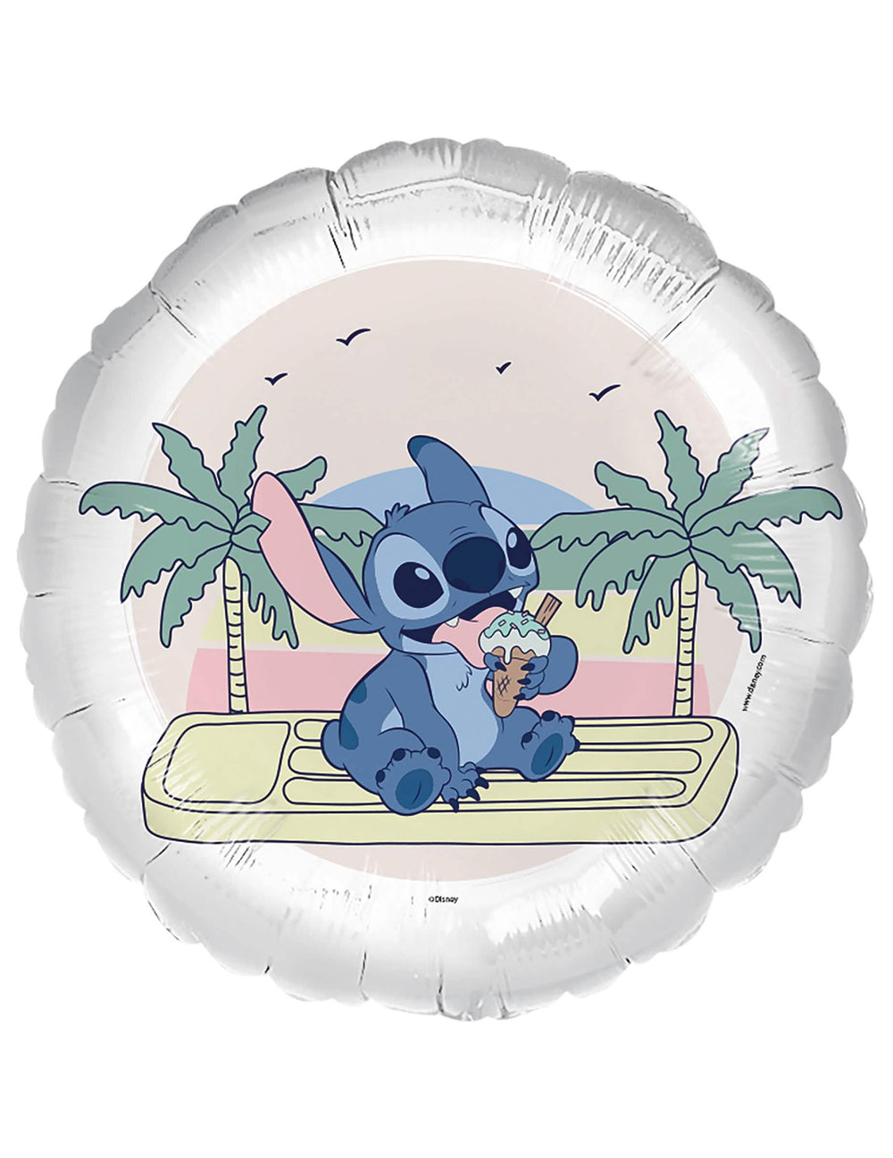 Alumíniumballon Ice cream Stitch fehér trópusi mintával és fagylalttal