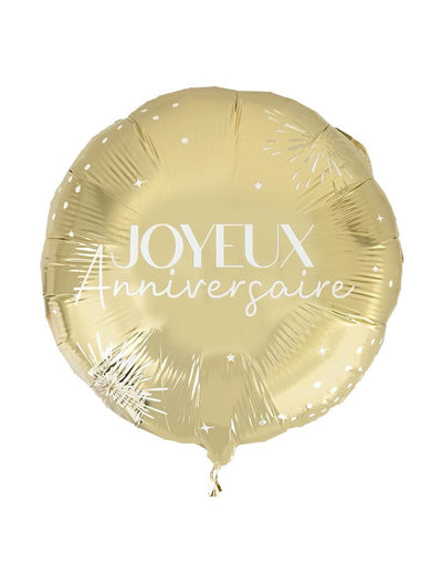 Ballon aluminium joyeux anniversaire doré 35 cm