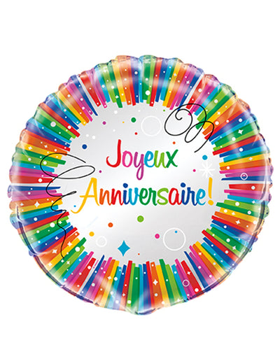 Ballon aluminium Joyeux Anniversaire multicolore gonflable
