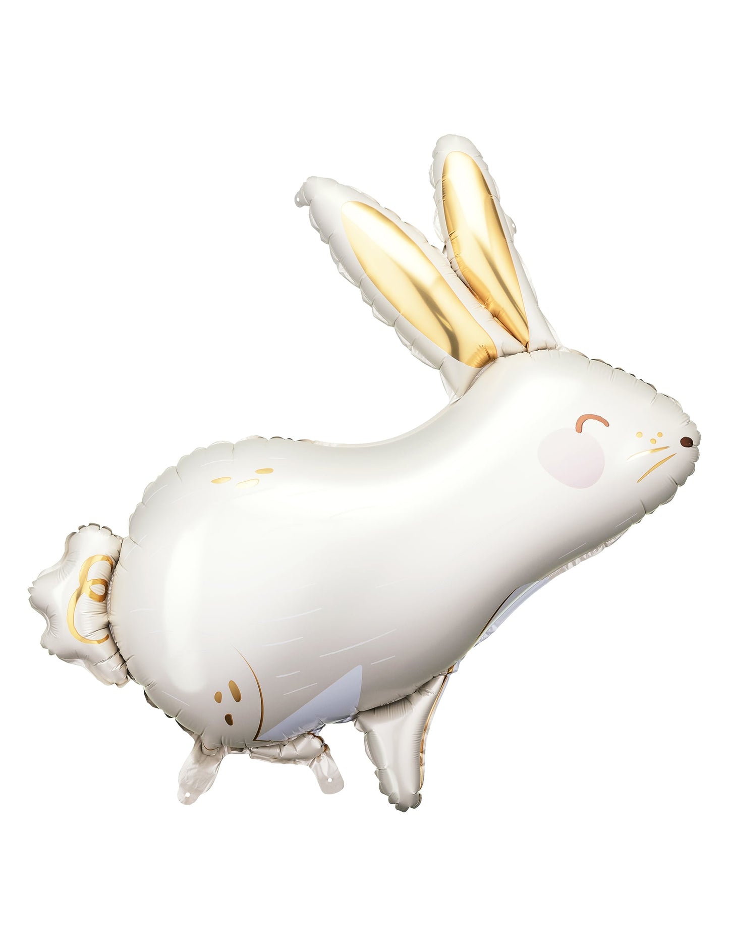 Ballon aluminium lapin pour Pâques blanc et or