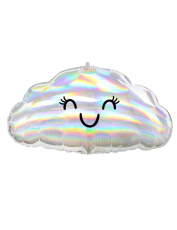 Irizáló felhő alumínium lufi 58 x 30 cm mosolygó arc