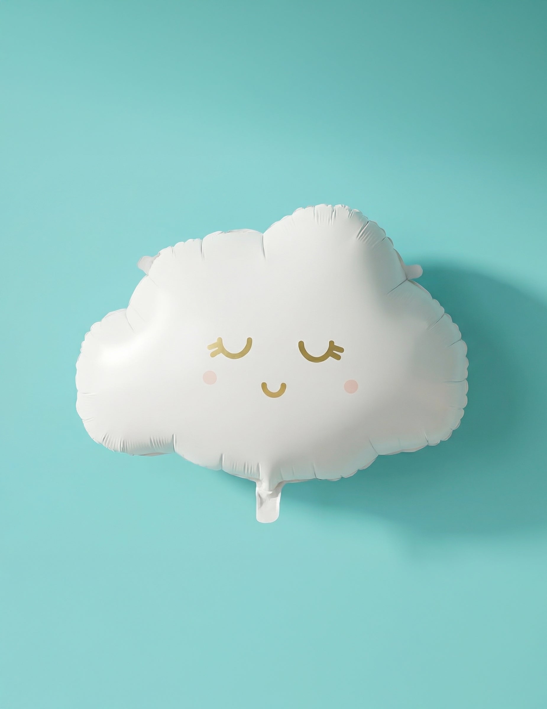 Ballon aluminium nuage souriant blanc et doré aux joues roses