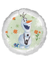 Ballon aluminium Olaf La reine des neiges pour enfant blanc et vert avec motifs de fleurs