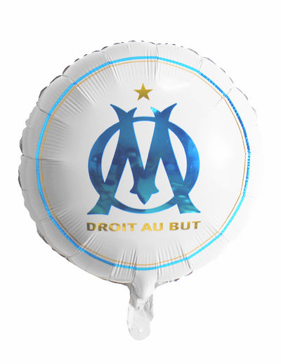 Ballon aluminium OM pour supporter blanc et bleu