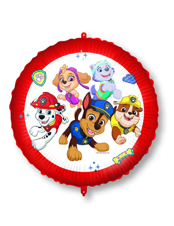 Piros és fehér alumínium Paw Patrol lufi gyerekeknek, Chase-szel és barátaival