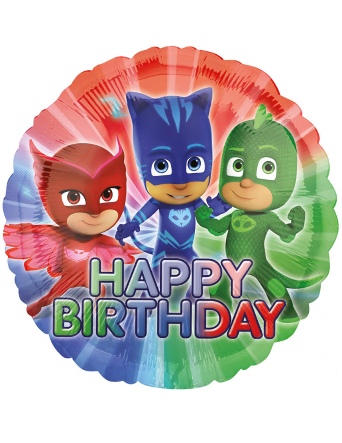 Pyjamasques sokszínű Happy Birthday feliratú alumínium lufi születésnapra