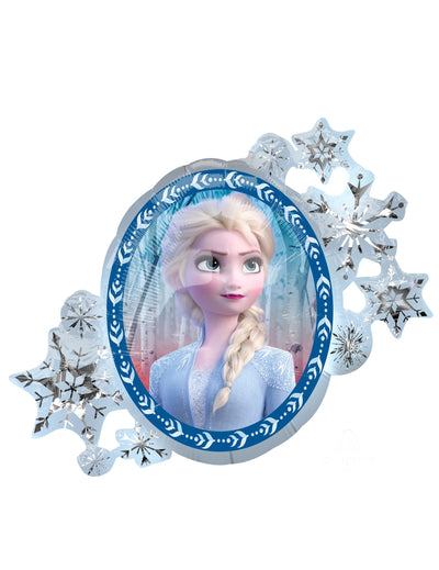 Ballon aluminium Elsa La Reine des Neiges 2 bleu et argenté recto verso