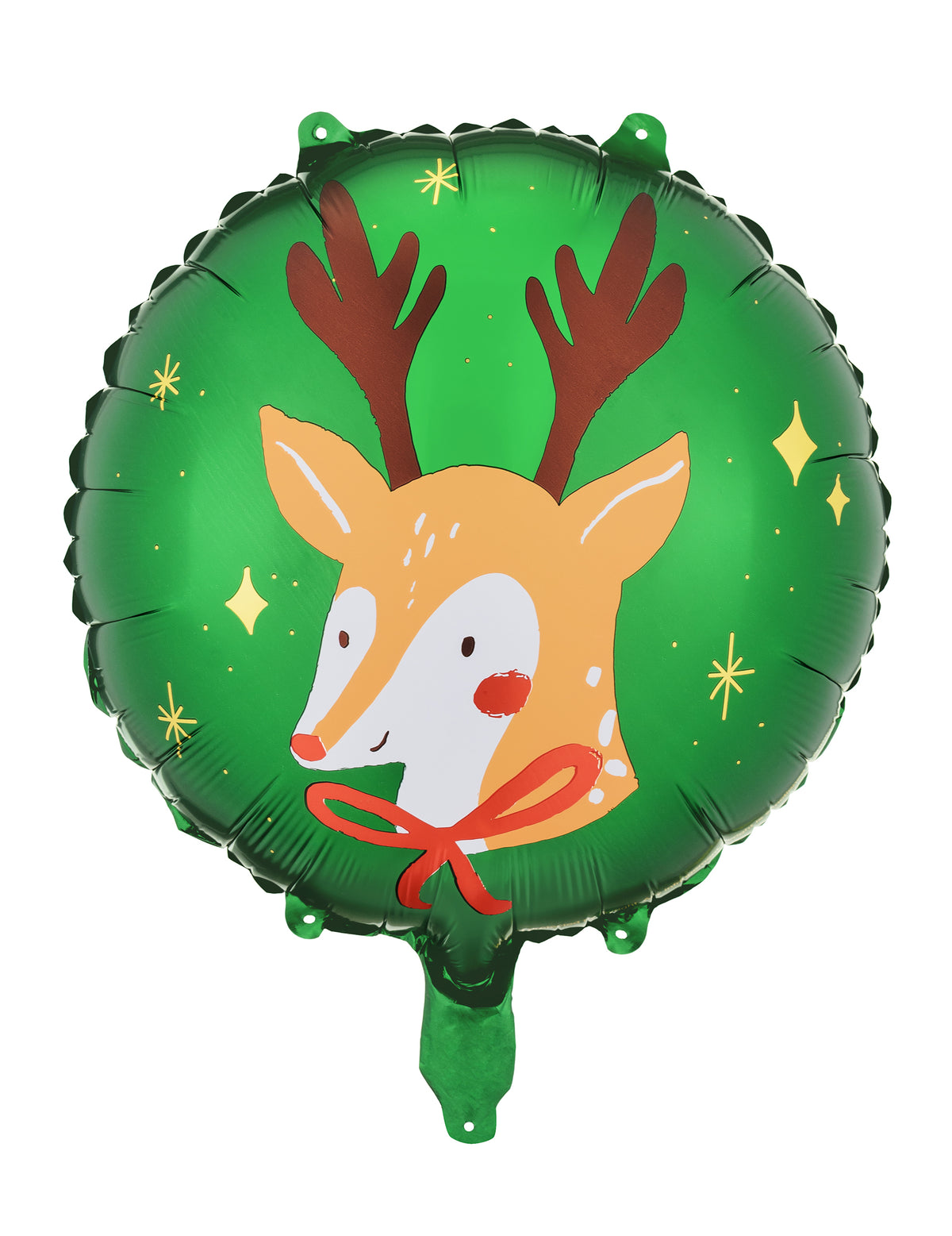 Ballon aluminium renne du Père Noël vert avec étoiles dorées