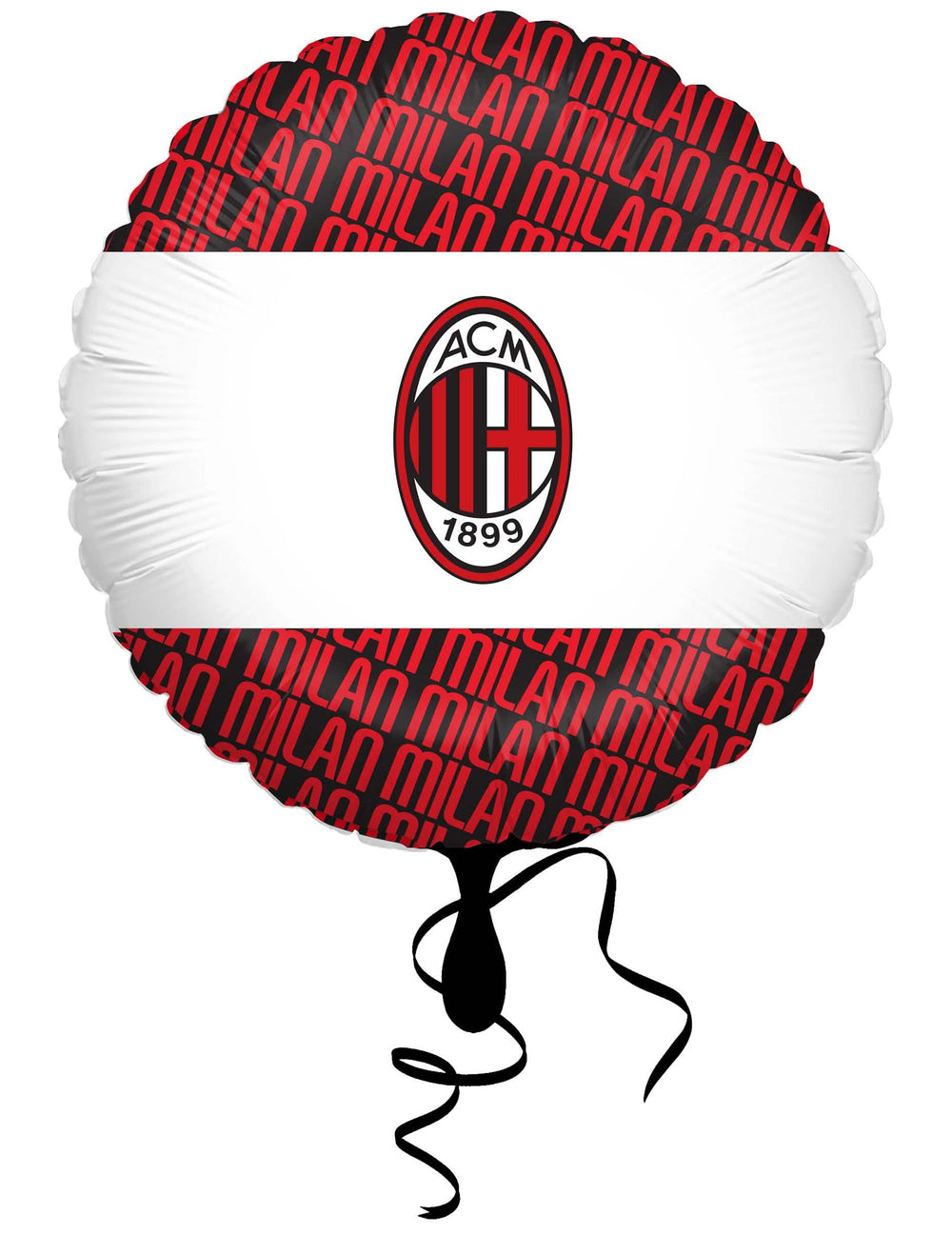 kerek alumínium lufi ac milan piros fekete és fehér