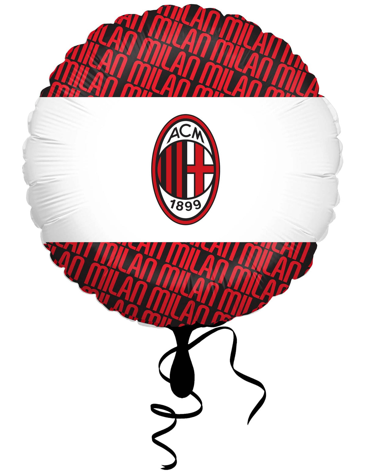 kerek alumínium lufi ac milan piros fekete és fehér