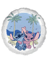 Alumínium Stitch és Angel gyermek lufi kék és rózsaszín, stranddísszel