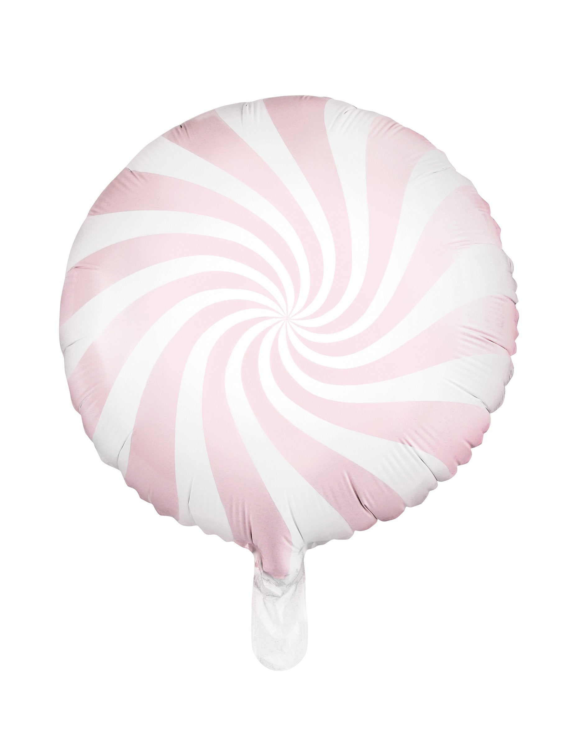 Ballon aluminium sucette pour fête rose et blanc à spirales