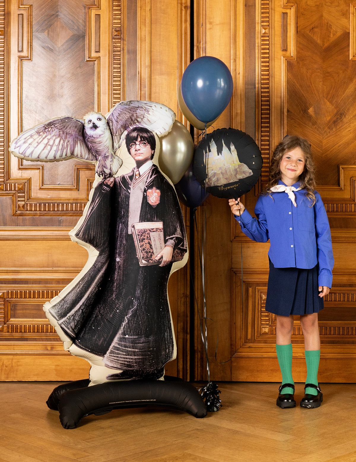 Ballon aluminium sur pied Harry Potter™ avec Hedwige 90x145 cm