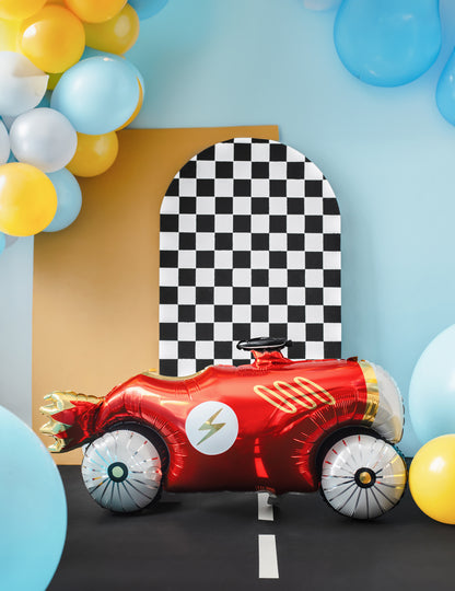 Piros versenyautó alumínium golyó 111 x 63 cm