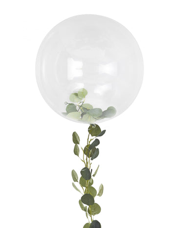 Átlátszó buborék lufi levélfüzérrel 90 cm természet esküvő