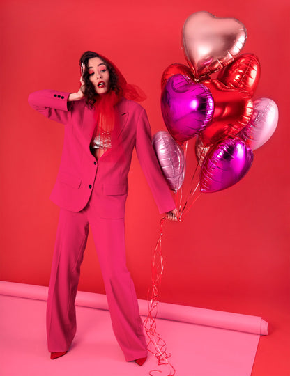 Ragyogó rózsaszín szívgömb