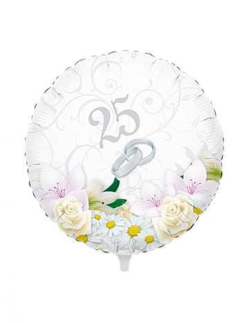 25. házassági évfordulós fólia lufi 45 cm ezüst