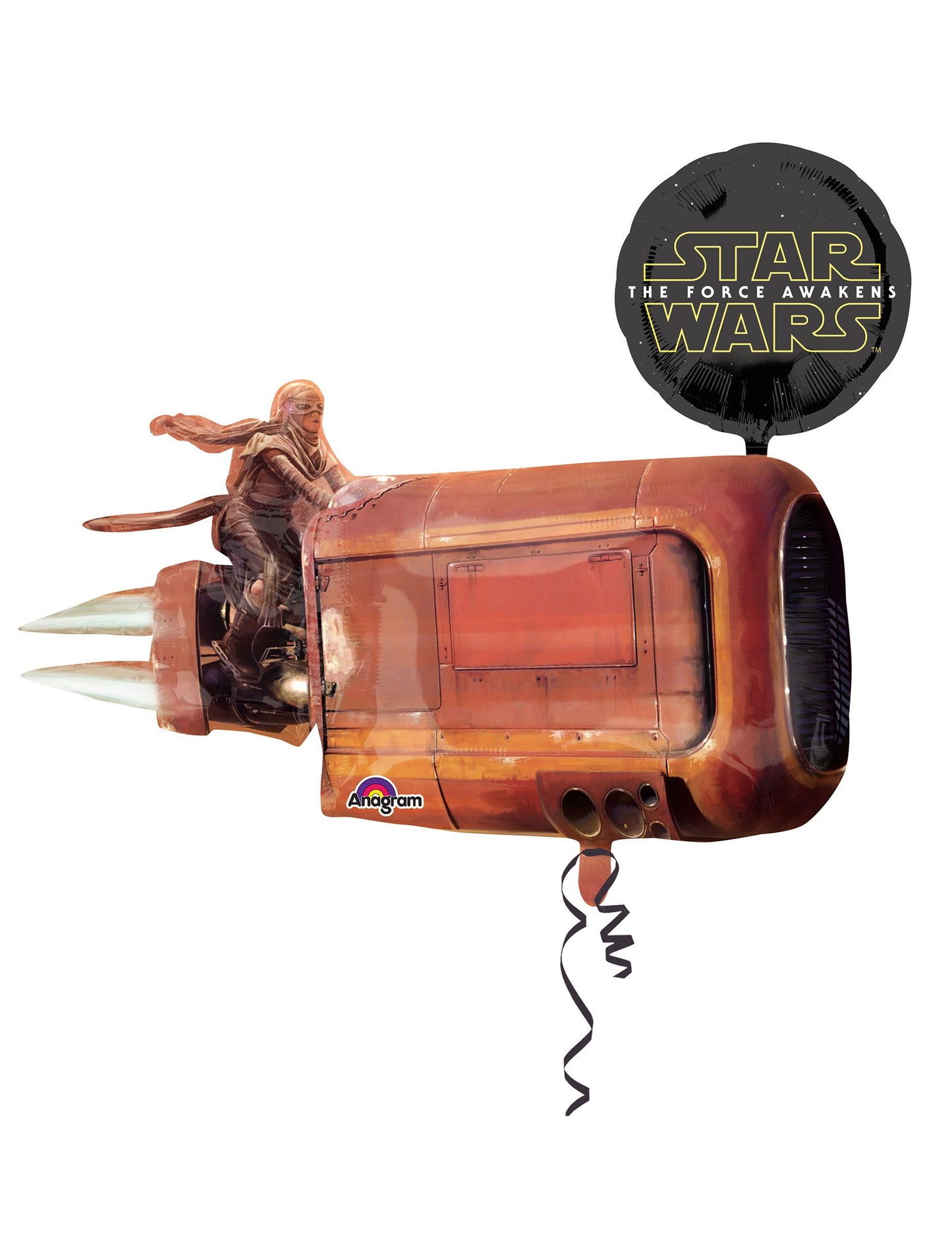 Ballon en aluminium Star Wars VII Rey pour enfant orange sur son speeder