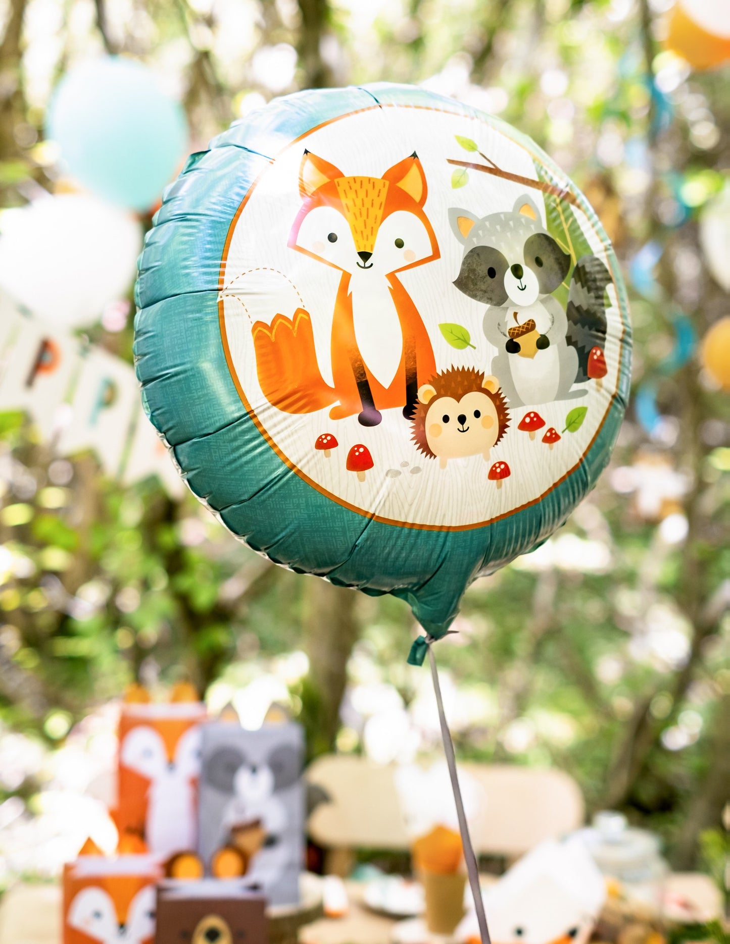Erdei állatok fólia lufi 45 cm születésnapra