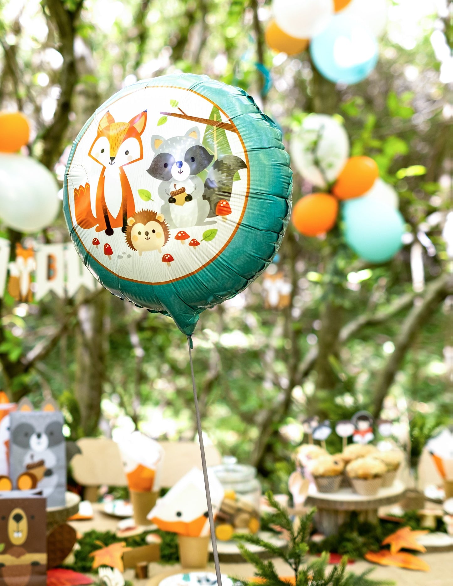 Erdei állatok fólia lufi 45 cm születésnapra