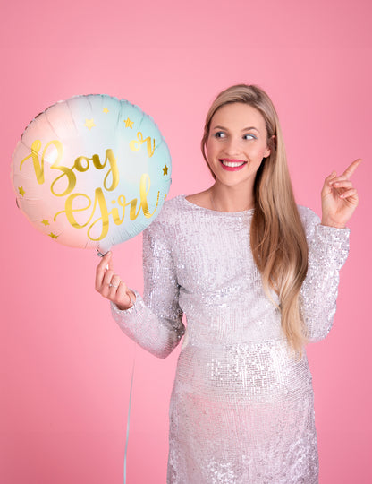 Fólia lufi fiú vagy lány pasztell 35 cm a nemek felfedésére