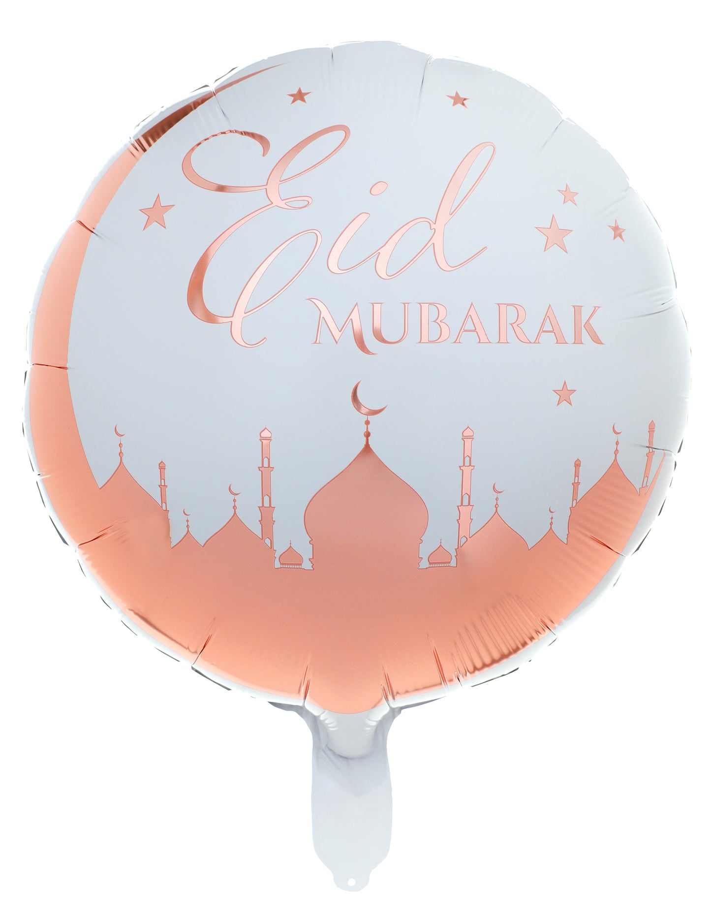 Ballon en aluminium Eid Mubarak pour fête rose gold et blanc
