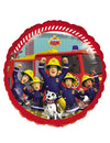 Ballon en aluminium Sam le Pompier pour enfant rouge avec personnages et camion de pompiers