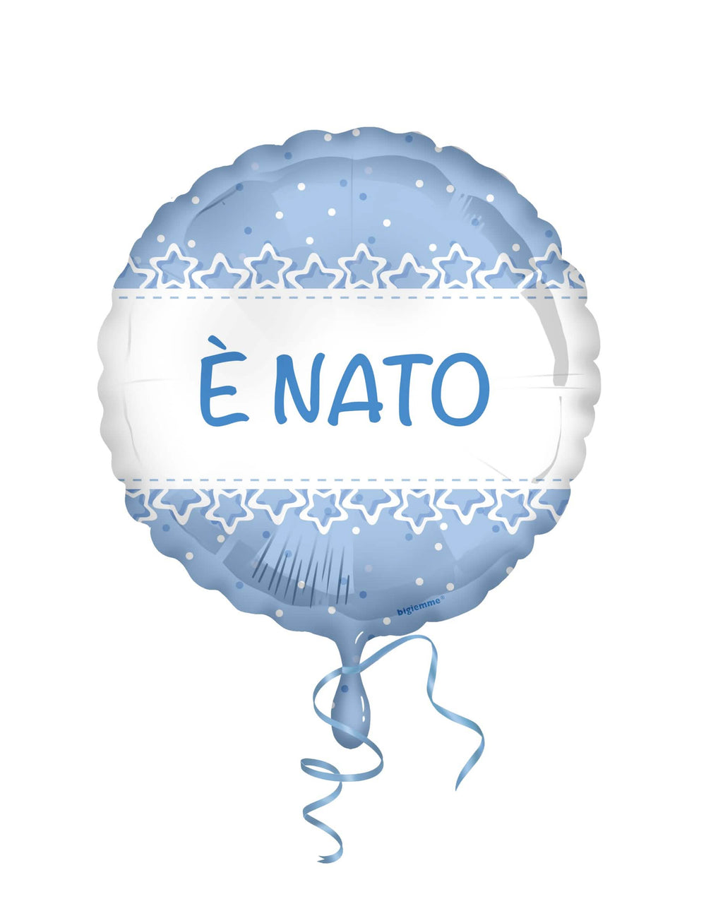 Fiú keresztelői csillagos fóliaballon világoskék, È NATO felirattal