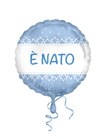 Fólia lufi 45 cm világoskék keresztelőcsillagok