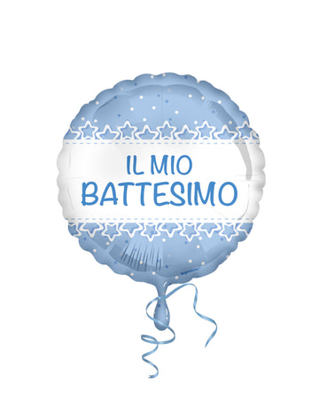 Fólia lufi 45 cm Világoskék keresztelőcsillagok