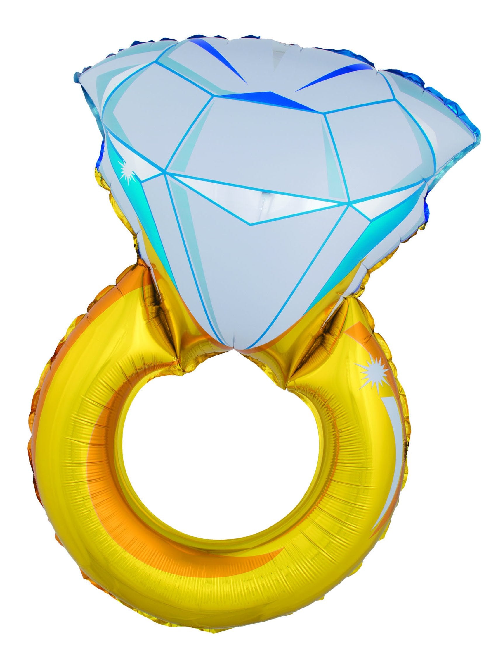 Ballon géant bague diamant pour fête doré et bleu
