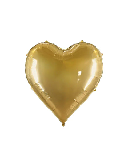 Óriás arany szív alakú alumínium lufi XXL 1,36 x 1,29 m